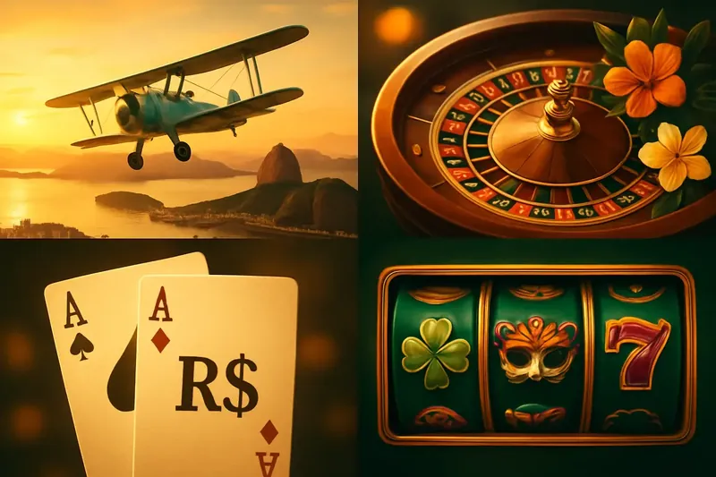 Jogos De Cassino Brasileiros Colagem de jogos de cassino com Aviator, roleta, blackjack e caça-níqueis no Rio